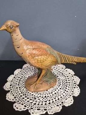 Vintage Hand-Painted Tan & Gold Decorative Pheasant Bird Figurine